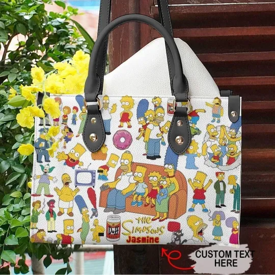 Personalized The Simpsons Leather Handbag, The Simpsons Women's Leather Bag Gift