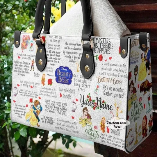 Personalized Beauty and the Beast Leather Handbag, Belle Princess Leather Bag