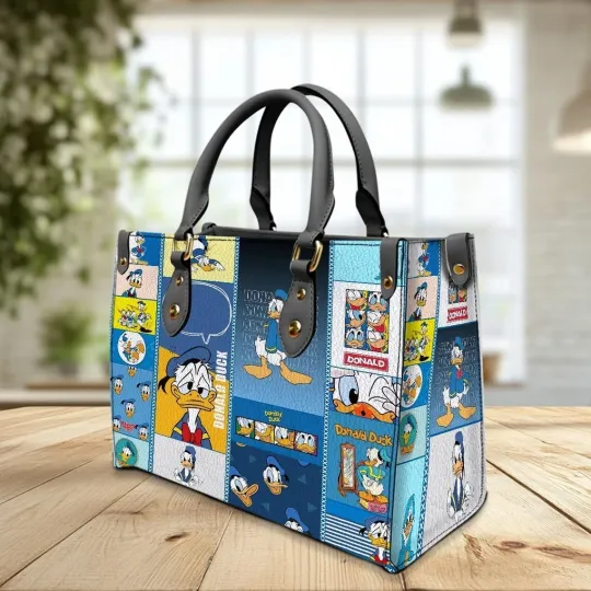 Personalized Donald Duck Leather Handbag, Donald Duck Women's Leather Bag Gift