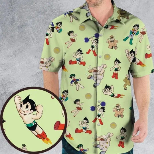 Astro Boy Characters Hawaiian Shirt Casual Button Down Shirt