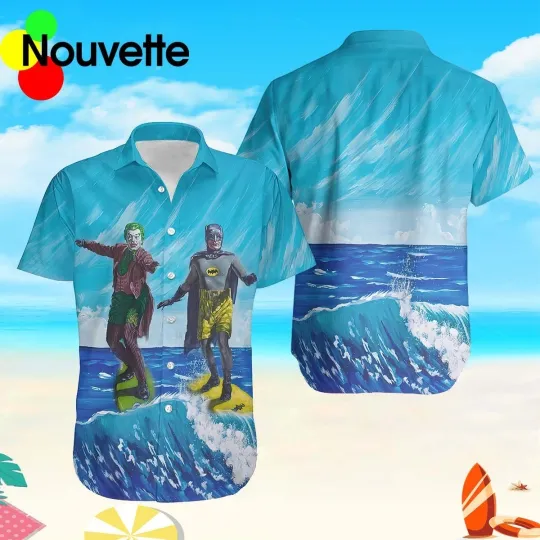 Batman Surfing Hawaiian Shirt Casual Button Down Shirt