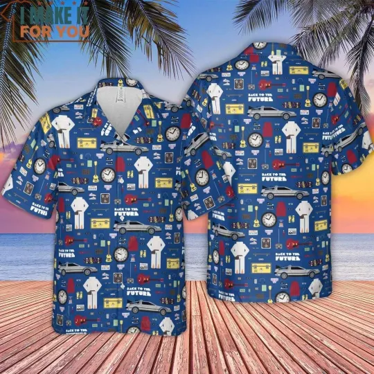 Back to the Future Hawaiian Shirt Casual Button Down Shirt