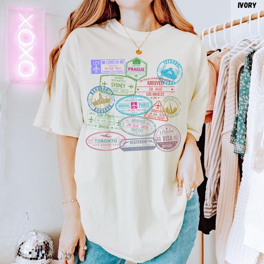 World Travel Shirt Vintage Passport Stamp Tee Travel