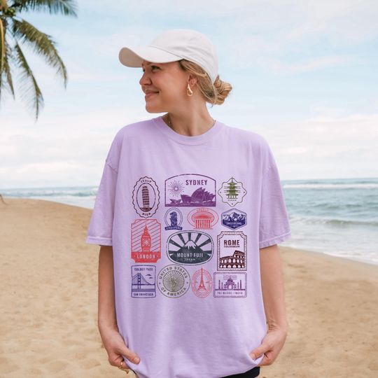 Passport Stamps Shirt Travel T Shirt, Vintage Traveler Shirt, Wanderlust Shirt