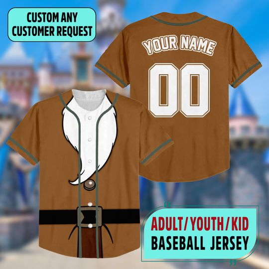 Custom Snow White and Seven Dwarfs Costume Baseball Jersey, Disney Dwarf Jersey, Bashful Dwarf Halloween Jersey, Princess Cosplay Shirt