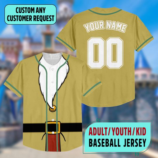 Custom Snow White and Seven Dwarfs Costume Baseball Jersey, Disney Dwarf Jersey, Sleepy Dwarf Halloween Jersey, Princess Cosplay Shirt