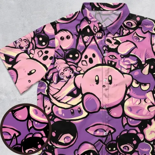 Nightmare Land Kirby Hawaiian Shirt Casual Button Down Shirt
