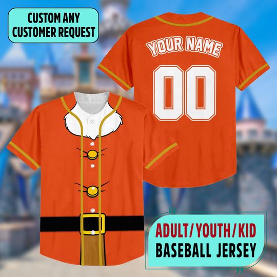 Custom Snow White and Seven Dwarfs Costume Baseball Jersey, Disney Dwarf Jersey, Doc Dwarf Halloween Jersey, Princess Cosplay Matching Shirt