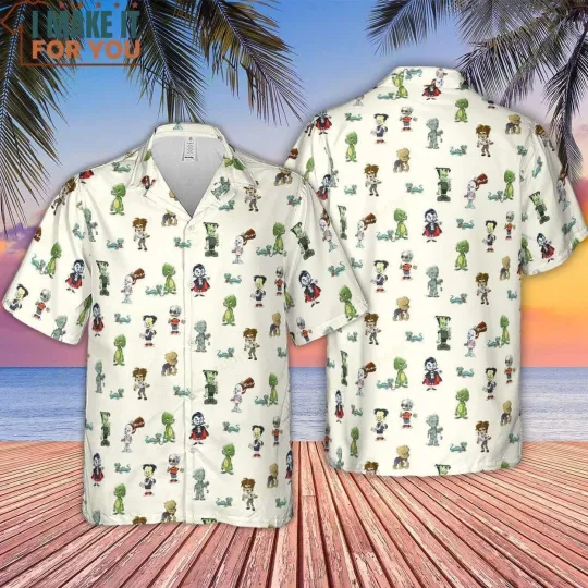 Classic Universal Monster Babies Hawaiian Shirt Casual Button Down Shirt