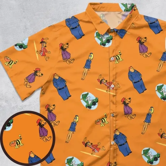 Kung-Fu Friends Hong Kong Phooey Hawaiian Shirt Casual Button Down Shirt