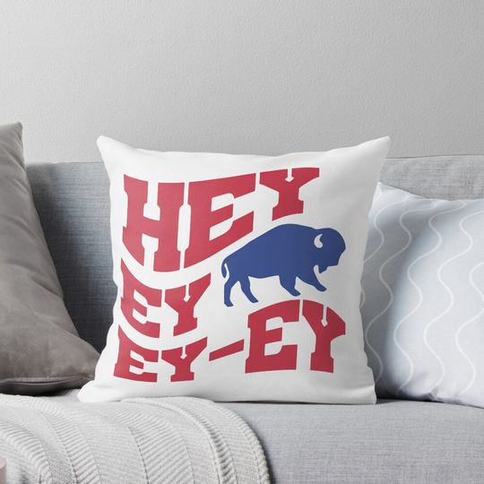 Let's Go Buffalo Football, Hey Ey Ey Ey Pillow, Gift for Fan