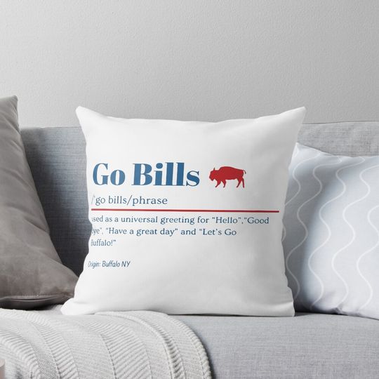 Go Bills Definition, New York Buffalo Football Pillow, Gift for Fan
