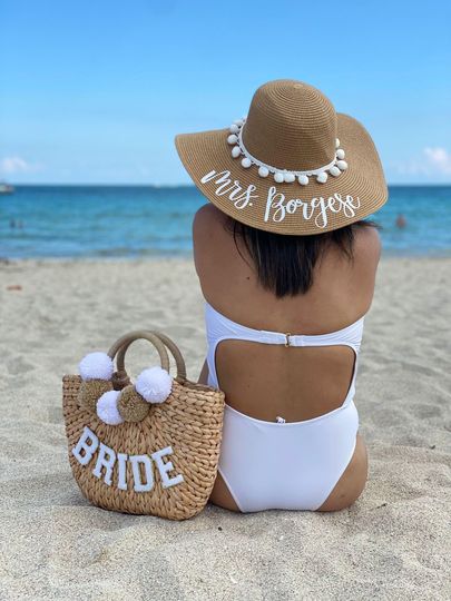 Custom Floppy Beach Hat for Bachelorette Trip and Honeymoon
