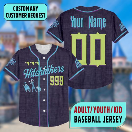 Custom Haunted Mansion Disney Baseball Jersey, Haunted Mansion Hitchhikers Jersey, Disney Halloween Jersey, Foolish Mortals Baseball Shirt