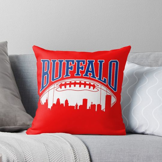 Vintage Buffalo Football Skyline New York Mafia NY Sport Gift Pillow, Gift for Fan