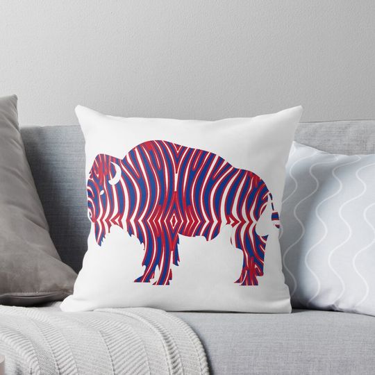 Zebra stripe Buffalo New York Bison Pillow, Gift for Fan