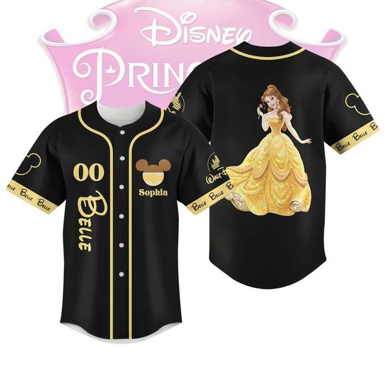 Custom Belle Princess Baseball Jersey, Beauty And The Beast Shirt, Disney Princess Jersey Shirt, Disney Tee, Magic Kingdom Baseball Shirt