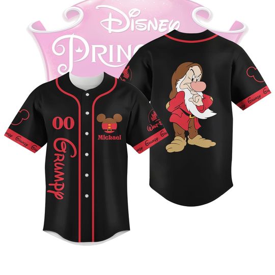 Disney Grumpy Dwarf Baseball Jersey, Disney Princess Baseball Shirt, Custom Snow White And Seven Dwarfs Shirt, Magic Kingdom Tee