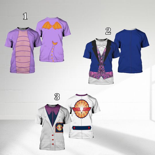 Epcot Park 3D Costume Cosplay T-Shirt, Journey Imagination 3D Costume Matching Shirt, Figment Dragon Halloween Outfit, Family Group Tee