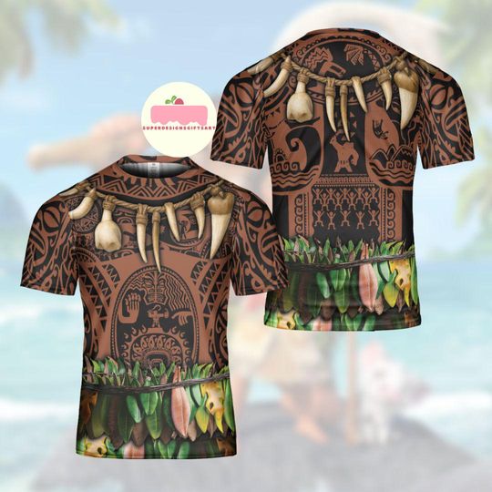 Maui Costume T-Shirt, Moana Disney Dad Shirt, Polynesian Tattoo Shirt, Disney Halloween Tee, Maui Cosplay Outfit, Disney Trip Shirt