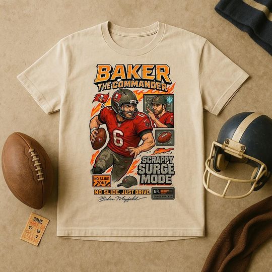 Vintage 90s Baker Mayfield T-Shirt, Tampa Bay Buccaneers Football Graphic, Retro QB Tee, Anime Football Fan Gift