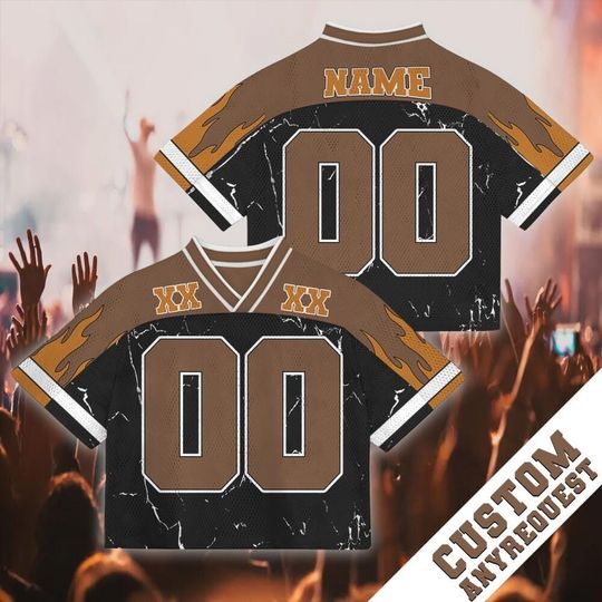 Chris Brown Breezy Bowl Customized Name And Number Brown With Black Lightning Mesh Croptop Baseball Jersey