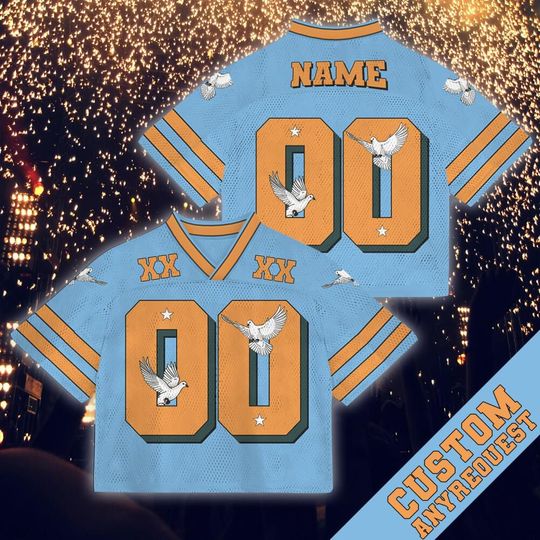 Chris Brown Breezy Bowl Customized Light Blue Bird Peace And Love Crop Baseball Jersey