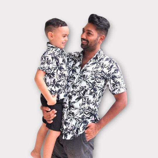 Father and son matching shirts, Tropical Daddy & Me Shirts, Dad Son matching Hawaiian Shirts, Dad and Son Matching Button Down Shirts