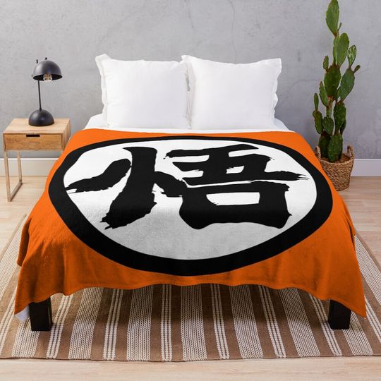 Goku Kanji Throw Blanket, Gift for Fan, for All Age