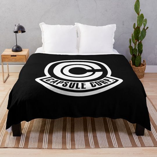 Capsule Corp Logo (White) Throw Blanket, Gift for Fan, for All Age