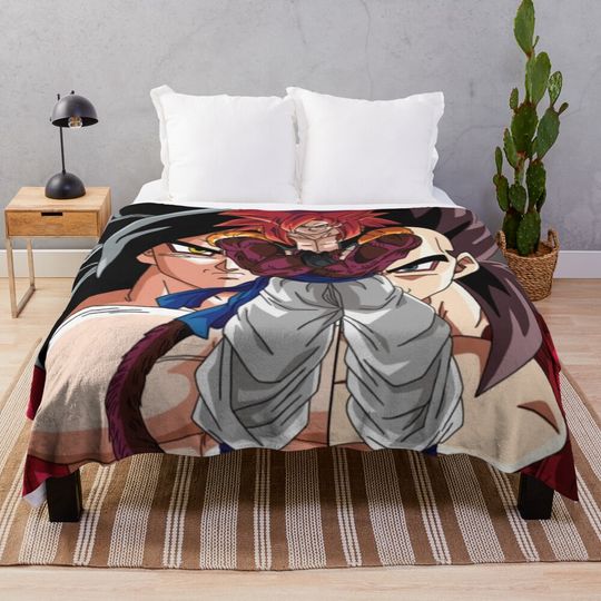 Gogeta Super Saiyan 4 Throw Blanket, Gift for Fan, for All Age