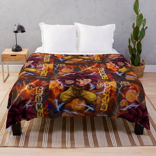 Goku SSJ4 Fanart Poster version Throw Blanket, Gift for Fan, for All Age