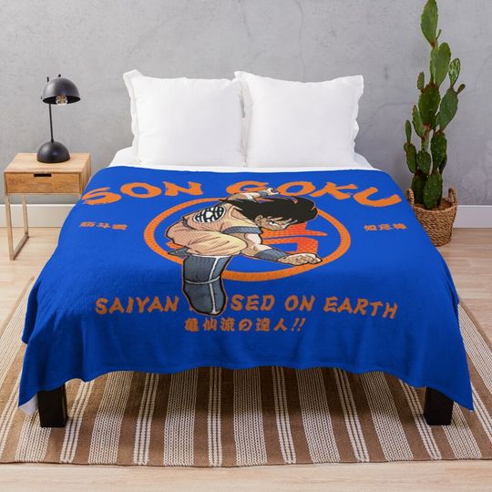 EARTH RAISED SAIYAN, SON GOKU!! Throw Blanket, Gift for Fan, for All Age