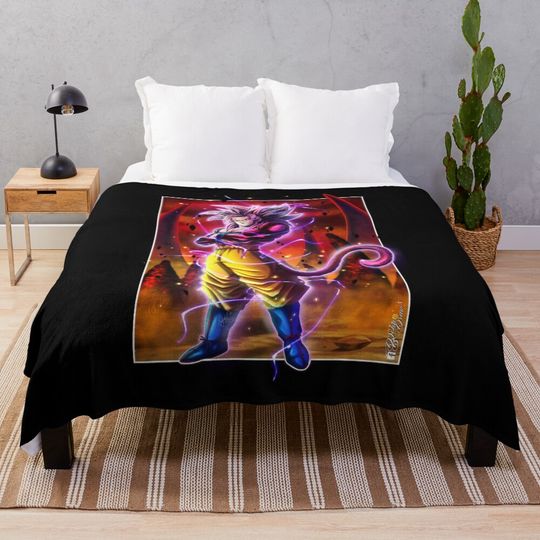 Son Goku SSJ4 Throw Blanket, Gift for Fan, for All Age