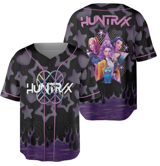 Kpop Huntrix Baseball Jersey, Kpop Demon Hunters Jersey, Huntrix Jersey, Mira, Rumi, Zoey, Baseball Jersey, Gift for Huntrix fan