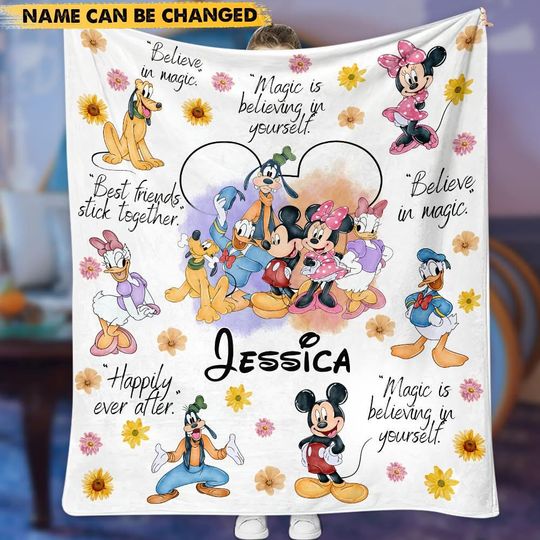 Mickey Friends Fleece Blanket, Minnie Bow Adult Blanket, Disneyworld Comforter Blanket