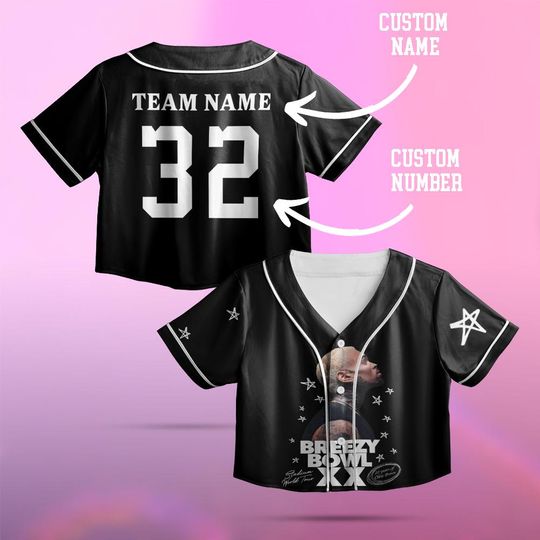 Personalized Chris Brown Breezy Bowl XX Tour 2025 Crop Top Baseball Jersey, Breezy Bowl Jersey, Chris Brown Jersey, Gift for Team Breezy