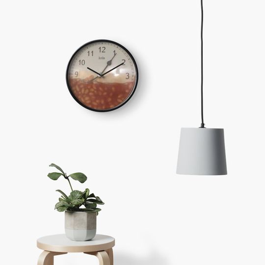 cursed image of baked beans in a clock. Clock, Funny Wall Clocks Decor