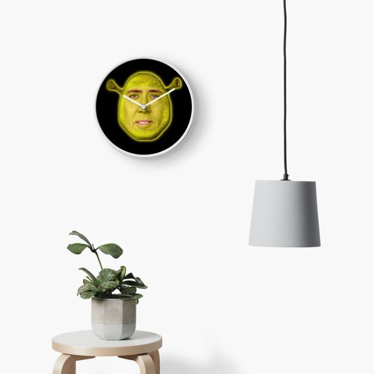 Nicholas Cage as Shrek - Nicolas Cage - Nick Cage - Funny Wall Clocks Decor