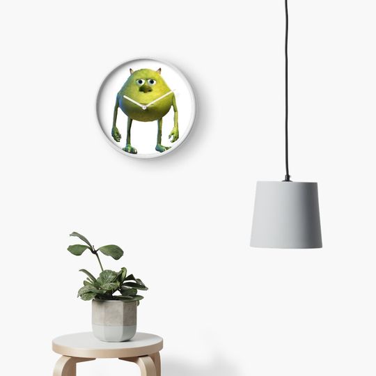 Mike Wazowski Meme Face | Classic Staring Reaction Clock, Funny Wall Clocks Decor