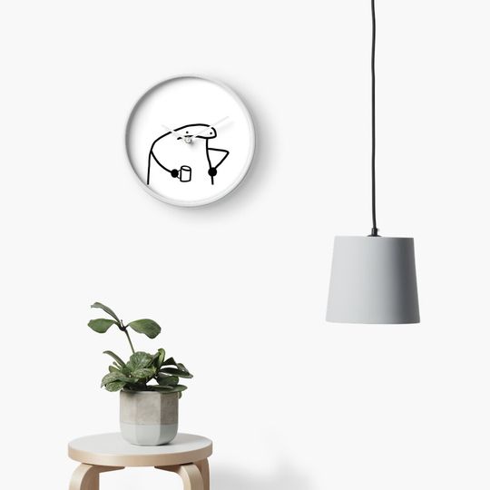 Annoyed Flork with Mug Clock, Funny Wall Clocks Decor