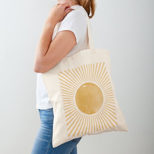 Retro Sun Mid Century Modern Tote Bag, Gift for Women, Birthday Gift