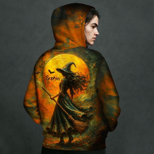 Personalized Witchy Gothic Print 3D Art Hoodie & Hoodie Dress, Witchy Vibes Hoodie