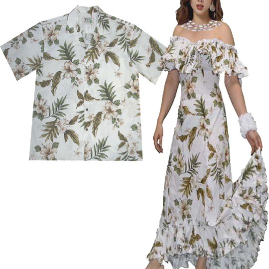 Couples Hawaiian Outfits: Handcrafted Hawaiian Apparel, Hibiscus Aloha Shirts, and Dresses for Comfortable Wedding and Group Gifts in Hawaii