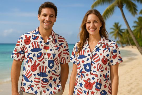 4th of July Hawaiian Shirt, USA Patriotic Shirt, Independence Day Hawaiian Shirt, American Pride Shirt, Memorial Day Gift, July 4th Gift