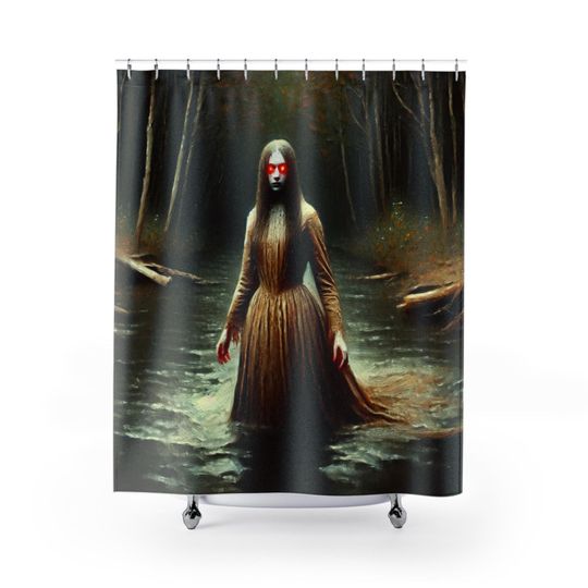 Ghost Lady of the River Gothic Horror Shower Curtain, Spooky Bathroom Decor, Halloween Aesthetic, Dark Art Home Accessory