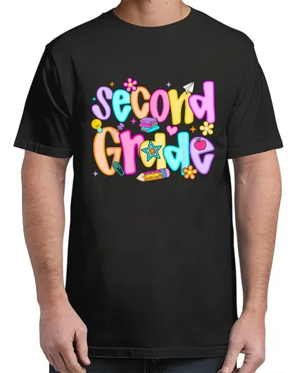 Preppy Second Grade Back To School 2nd Grade Teachers Girls T-Shirt adult S-4XL