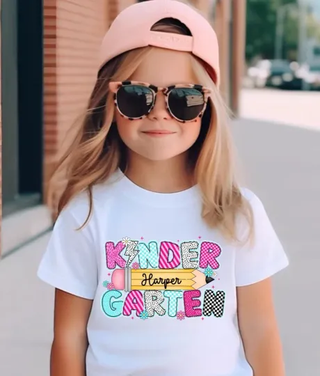 Personalized Back to School Shirt for Girls, Custom Name Gift Tee Kids