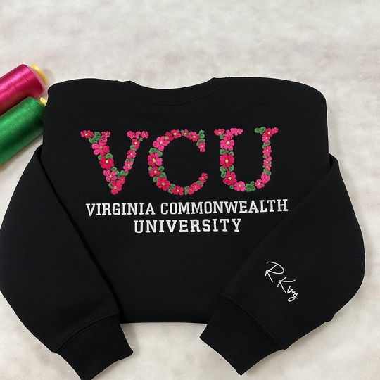 Embroidered College University Shirt, Floral Letter Embroidered College Sweatshirt, Gift for Student or Graduate, Back To School Gift