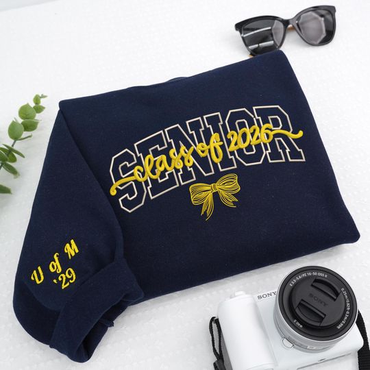 Embroidered Senior Class of 2026 Sweatshirt | Custom College & High School Crewneck | Back to School Gift | Personalized Gift for Friend